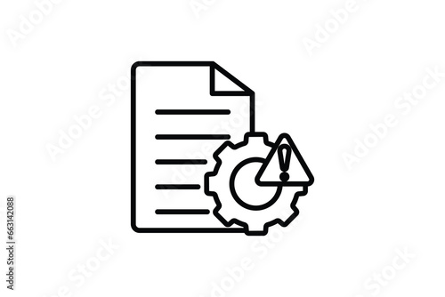 Error report icon. document with gear and exclamation mark. icon related to warning, notification. suitable for app, user interfaces, printable etc. Line icon style. Simple vector design editable