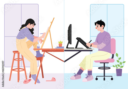 Two artists with different styles