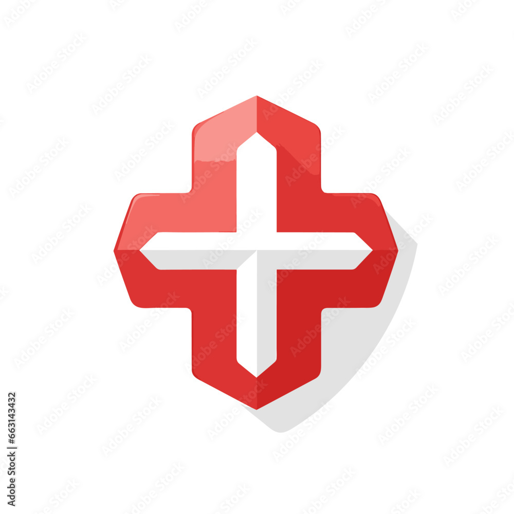 Fototapeta premium Home healthcare filled gradient logo. Medical service. Shield with cross. Design element. Created with artificial intelligence. Ai art for corporate branding, virtual doctor, health app