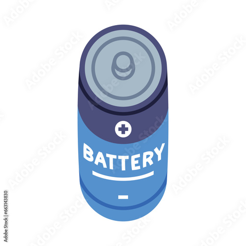 Battery Cylinder Component with Electric Power Vector Illustration