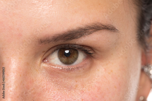 Close-up of a natural female eye with no makeup