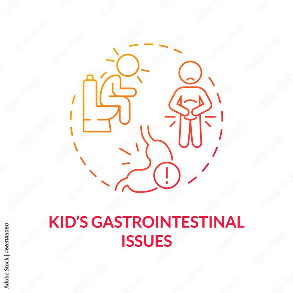 2D gradient icon kids gastrointestinal issues concept, isolated vector, illustration representing parenting children with health issues. 2D gradient icon kids gastrointestinal issues concept, isolated vector, illustration representing parenting children with health issues.