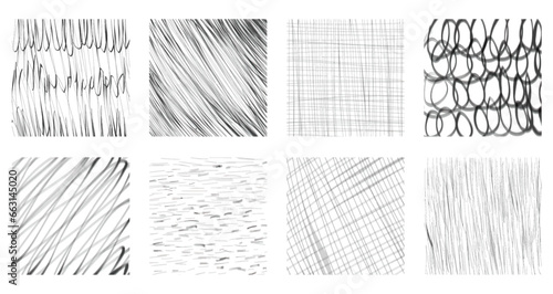 Set of hatching textures. Pencil sketching shading grunge effect. © Лёля Михайлова
