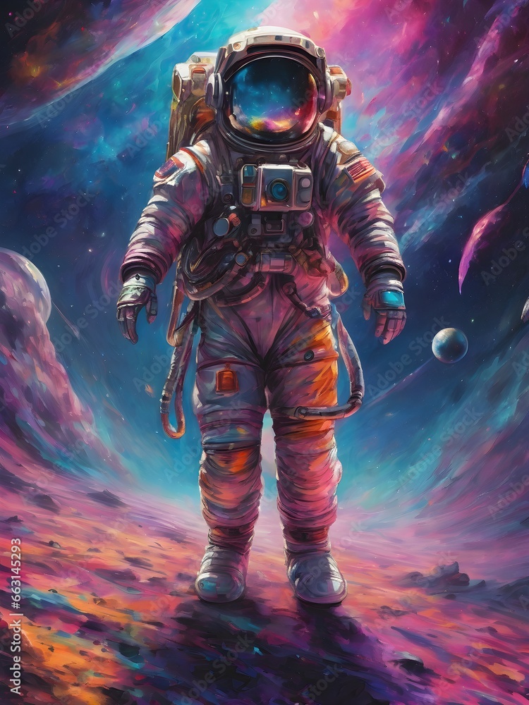 Astronauts are in space and galaxies. Astronauts are in space and galaxies.