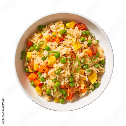 Egg fried rice on a white background isolated PNG