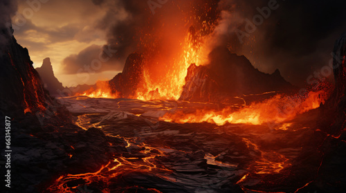 Lava erupting crater