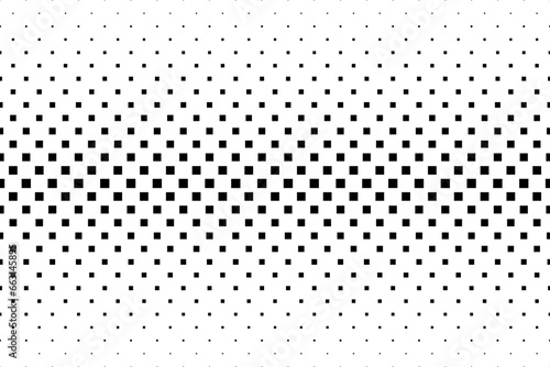 Diminishing squares in staggered order. Geometric pattern on a white background. Seamless in one direction. Short fade out. 