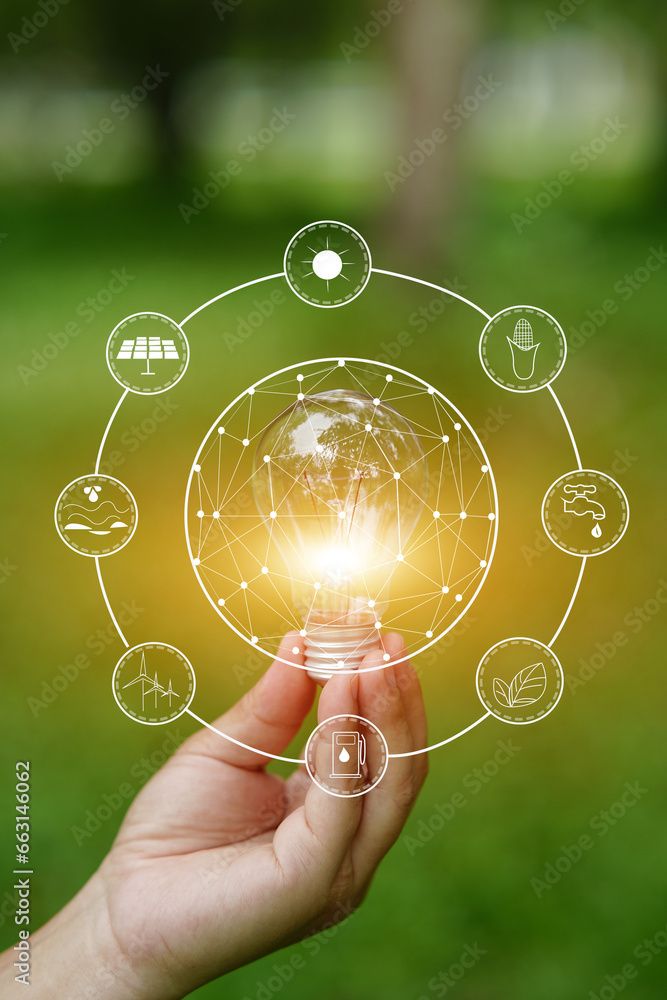 Light bulb Energy saving green nature background Light bulb Energy saving green nature background