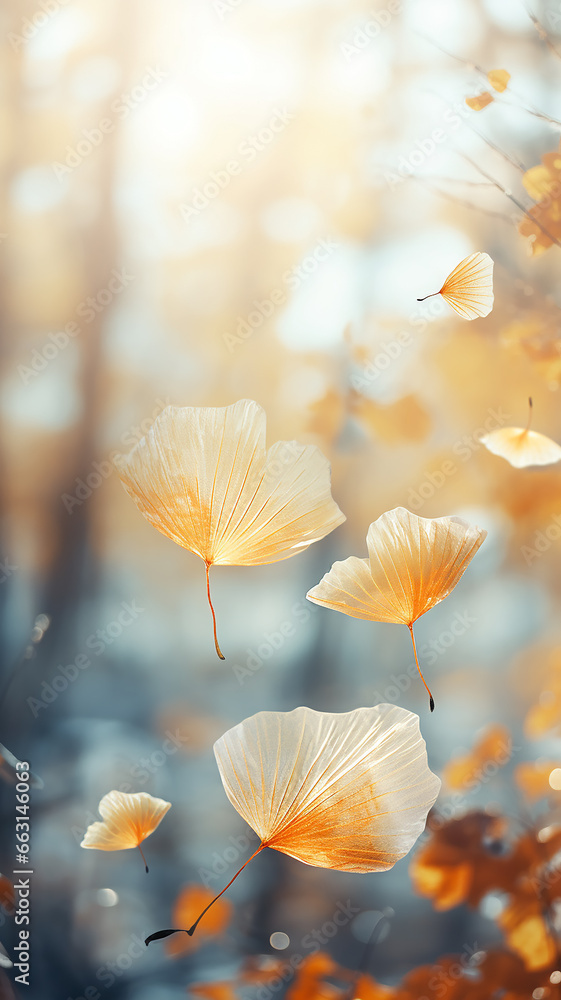 falling autumn leaves and branches nature in light translucent soft color pastel tinting on a sunny day falling autumn leaves and branches nature in light translucent soft color pastel tinting on a sunny day
