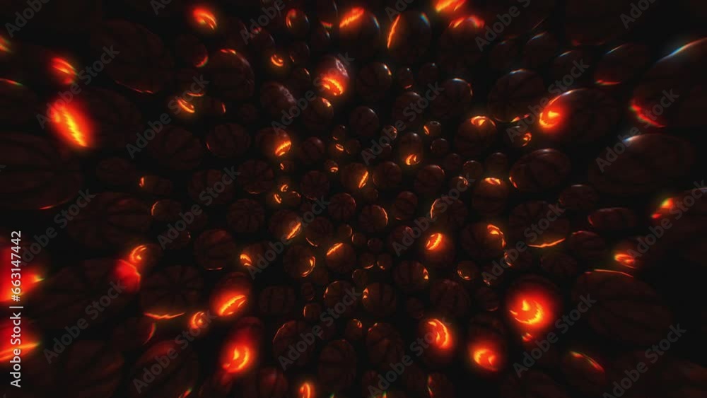 Festive Halloween pattern with scary pumpkins. Animation Halloween pumpkin in the dark. Festive Halloween pattern with scary pumpkins. Animation Halloween pumpkin in the dark.