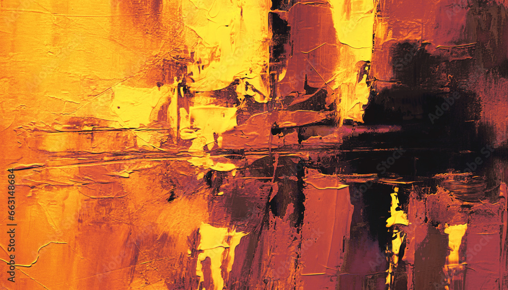 Abstract oil painting, gold yellow, pink, black brush strokes background, wallpaper, paint texture, bold art, expressive artwork, fine realistic detail, modern style, evoking vibrant emotions, feeling