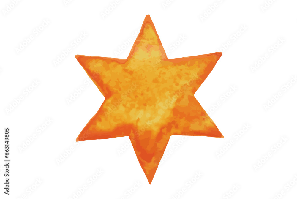 Star of David watercolor illustration. Six pointed geometric figure and light blue artistic gradient. Star of David watercolor illustration. Six pointed geometric figure and light blue artistic gradient.