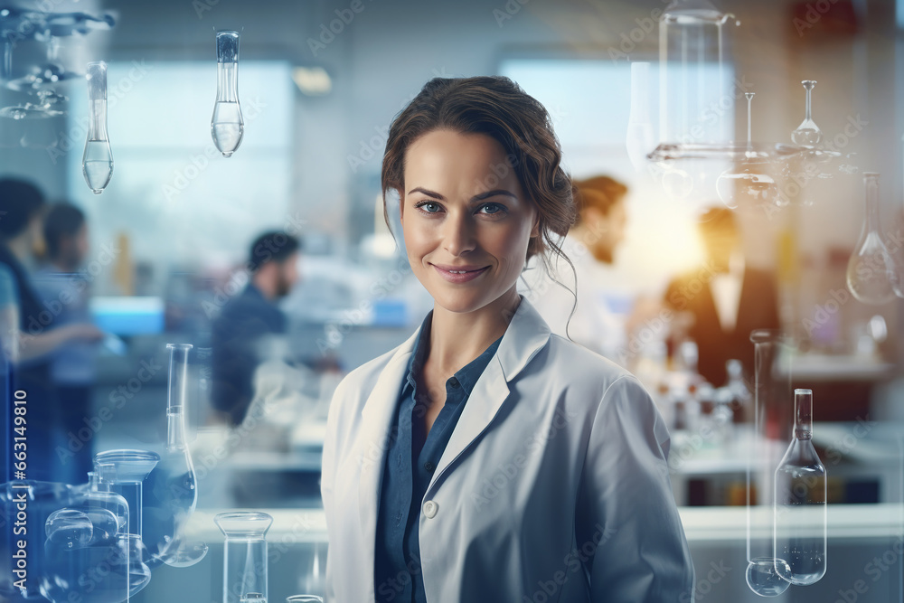 portrait of a female scientist looking at the camera portrait of a female scientist looking at the camera