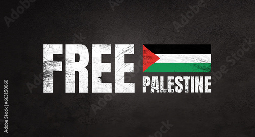 Free Palestine. National flag. Black background. 3d illustration