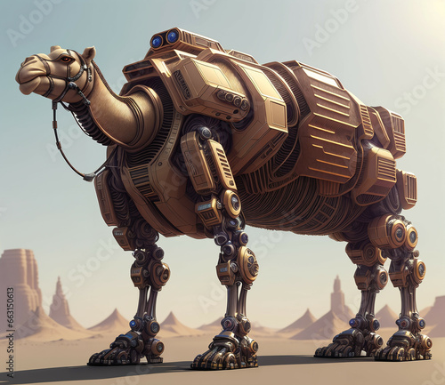 Camel cyborg. Digital illus...