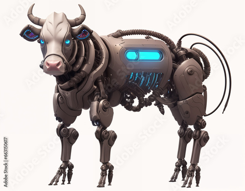 Cow cyborg. Digital illustr...