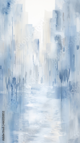 light blue watercolor background, autumn look style, abstract narrow high art november