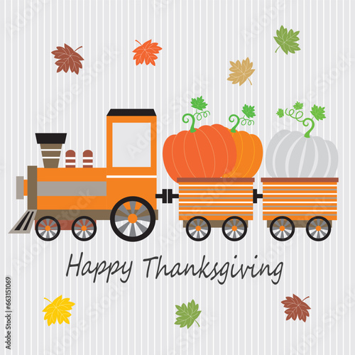 happy thanks giving with pumpkins on the train
