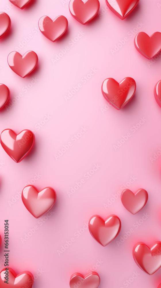 Pink background with hearts for valentine's day