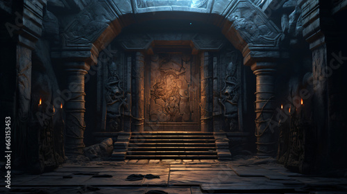 Old scary big door dungeon photo