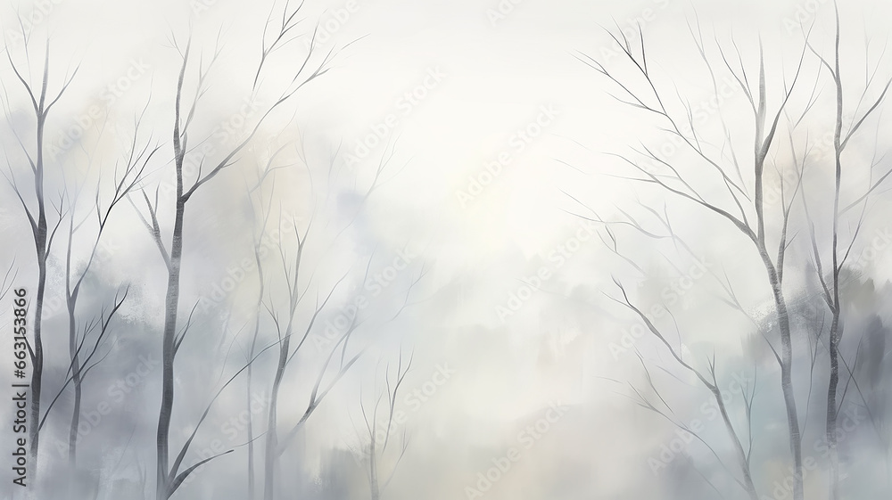 Obraz premium abstract watercolor landscape of autumn in light gray tones, loneliness panorama sketch