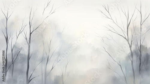 abstract watercolor landscape of autumn in light gray tones, loneliness panorama sketch