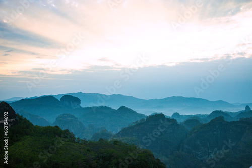 Wuyishan  Wuyishan City  Fujian Province - the view of mountains facing the sky at sunrise