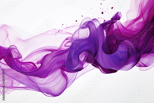 Mysterious Deep Violet and Plum Swirls Forming a Captivating Abstract Shape on white background.