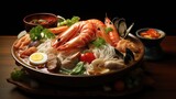 champon; a dish of noodles with seafood, vegetables, etc.
