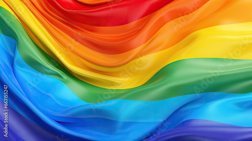 All for Love and Love for all Pride rainbow flag closeup view background for LGBTQIA+ Pride month, sexuality freedom, love diversity celebration and the fight for human rights in 3D illustration photo