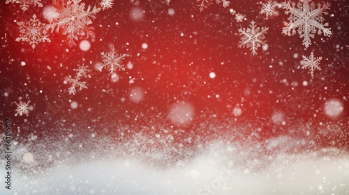 Christmas Card - Red Baubles And Snowflakes With Snowfall