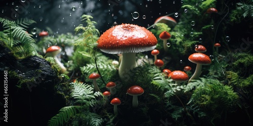 A image of a big mushrooms in the forest, AI Generative