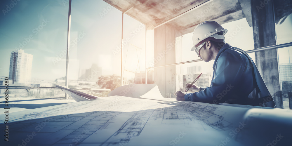 Team engineers workers background construction site with equipment ...