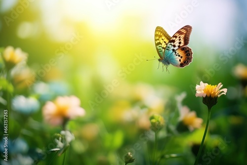 Butterfly Flying over the Meadow. © ABULKALAM