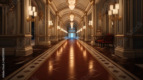 A luxurious 5 star hotel corridor.