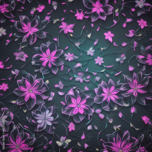 seamless floral background in neon