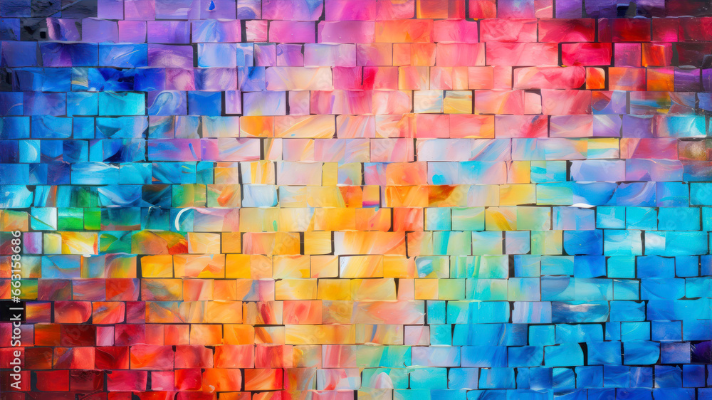 Fototapeta premium Colorful abstract background. Multi-colored mosaic tiles on the wall.
