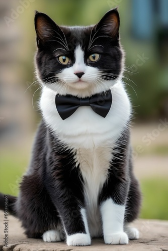 A picture of a cute tuxedo kitten.the sitting figure of a cat. Generative AI