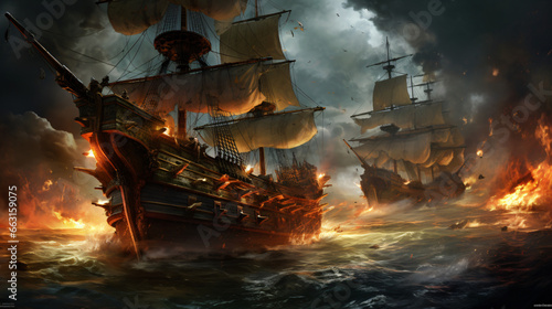 Pirate ships battle