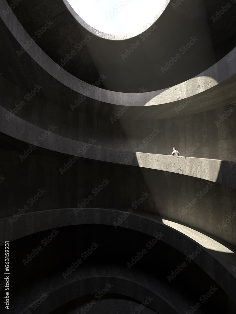 Fototapeta premium a man climbs a spiral path