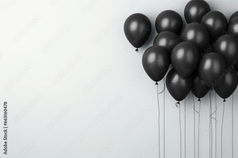 Black balloons on a white background, 3 d rendering. Black balloons on a white background, 3 d rendering.