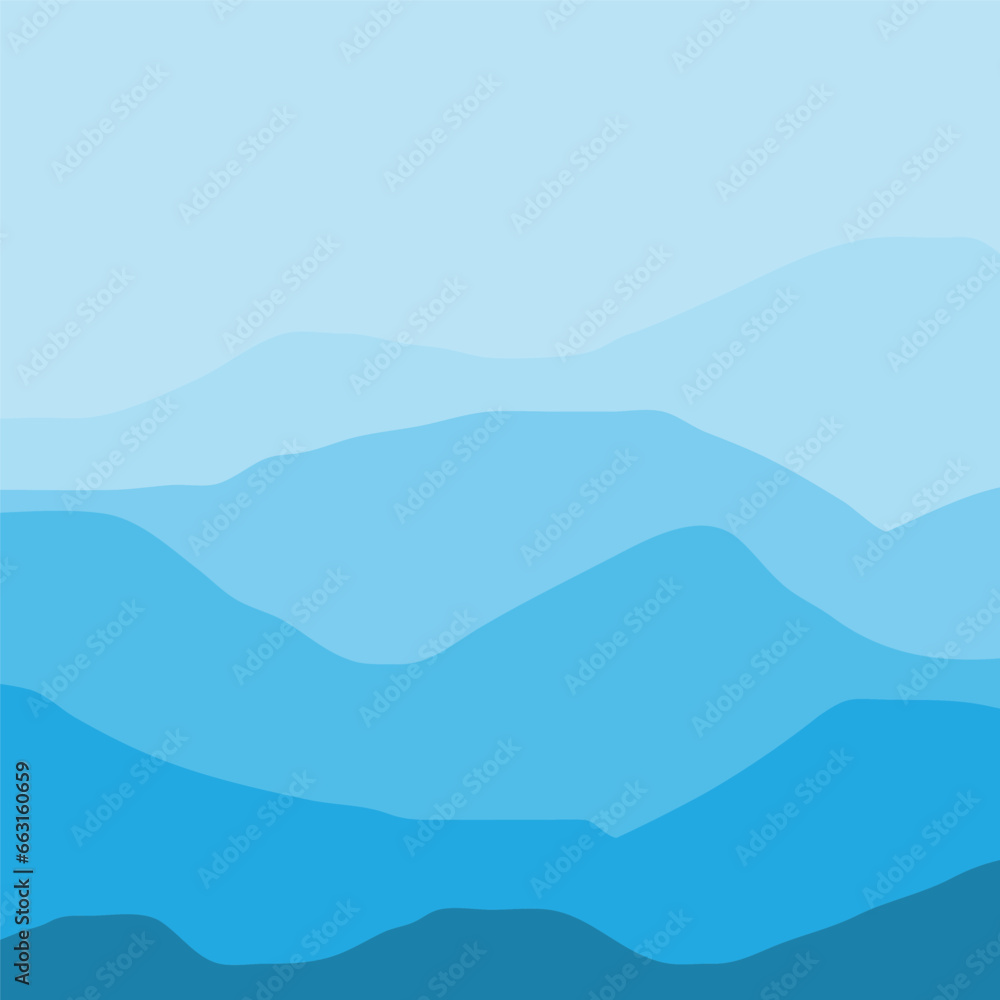 Water Wave Background Design, Abstract Vector Blue Ocean Walpaper Template - obrazy, fototapety, plakaty 