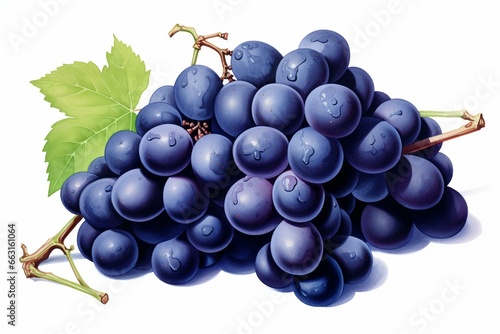 Illustration featuring a cluster of blue grapes. Generative AI