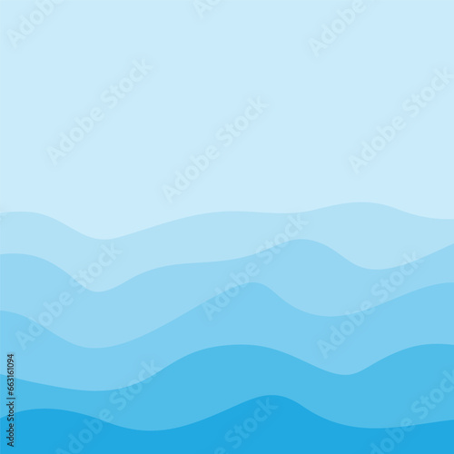 Water Wave Background Design, Abstract Vector Blue Ocean Walpaper Template