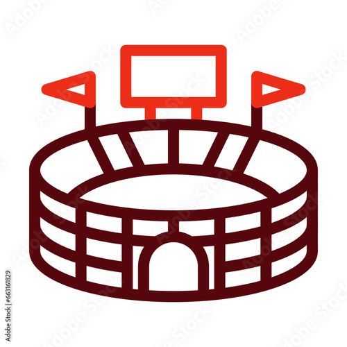 Photos Stadium Thick Line Two Colors Icon Design