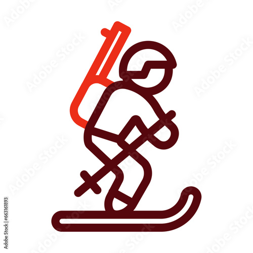Biathlon Thick Line Two Colors Icon Design