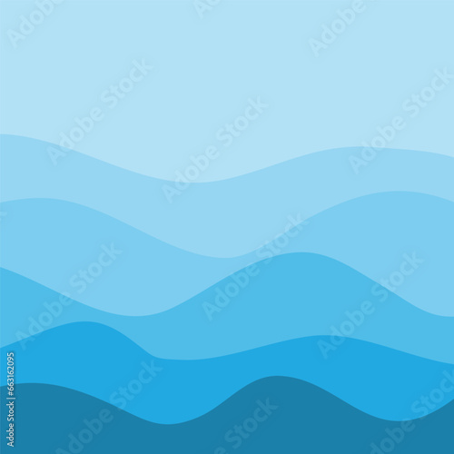 Water Wave Background Design, Abstract Vector Blue Ocean Walpaper Template