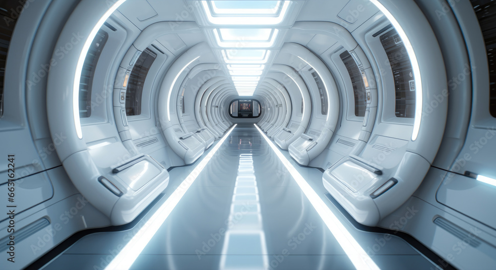 Empty futuristic spaceship corridor. Empty futuristic spaceship corridor.