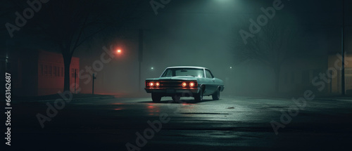Retro car on night street. Neon color. © Ruslan Gilmanshin
