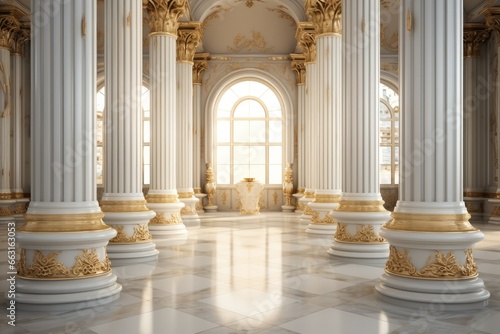 Gold and white luxury pillars. © visoot